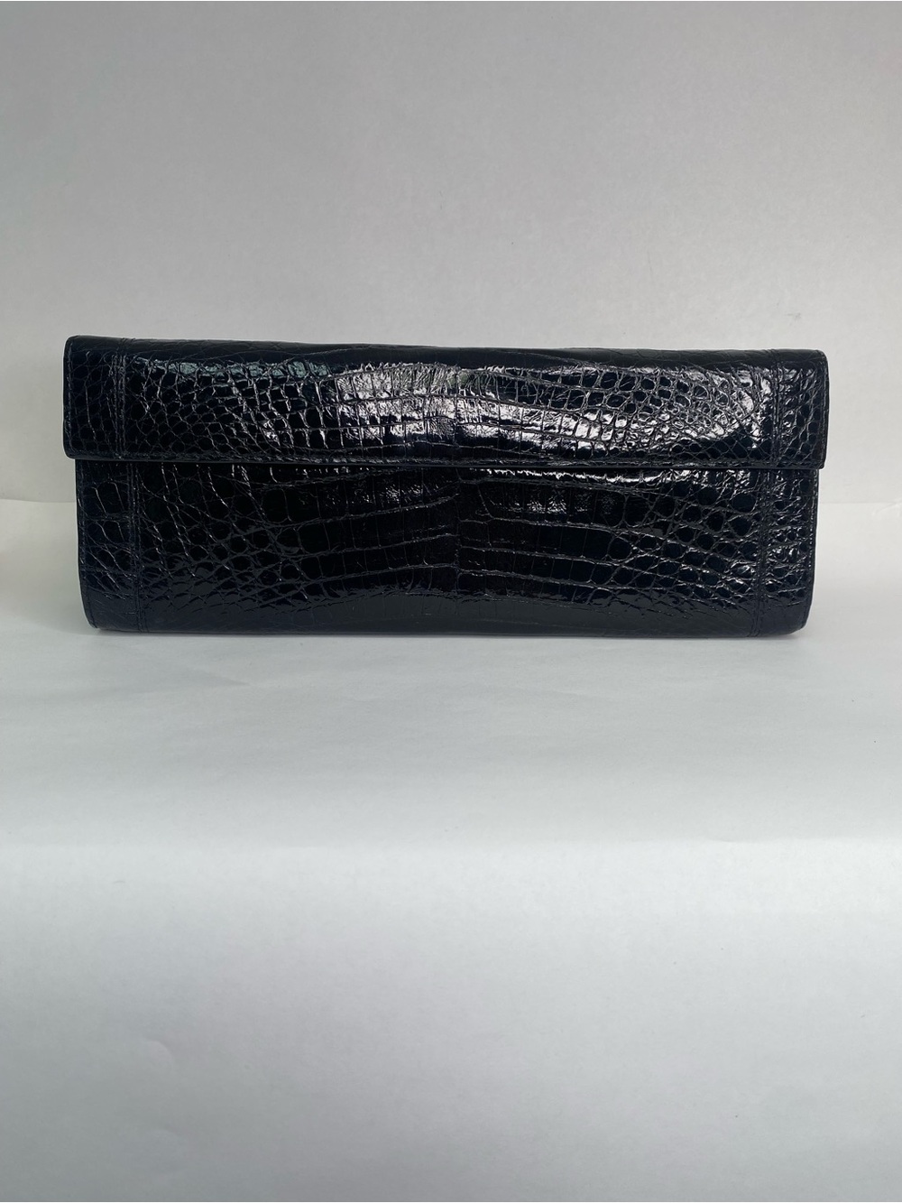 VNT Nancy Gonzalez Black Croc Clutch